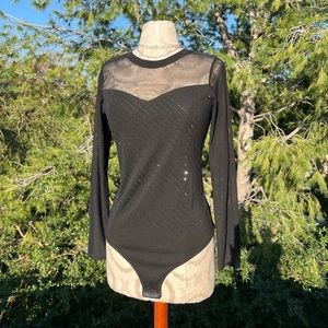 black bedazzled mesh bodysuit